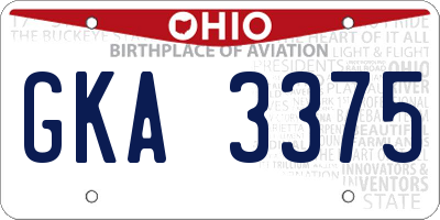 OH license plate GKA3375