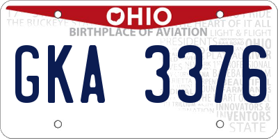 OH license plate GKA3376