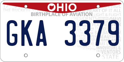OH license plate GKA3379