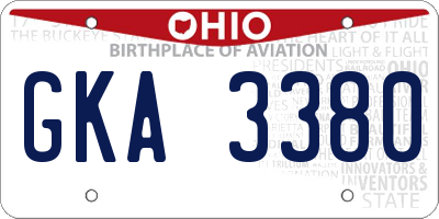OH license plate GKA3380