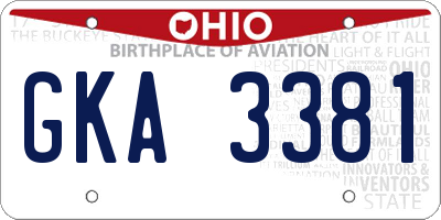 OH license plate GKA3381