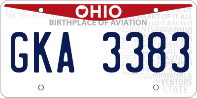 OH license plate GKA3383