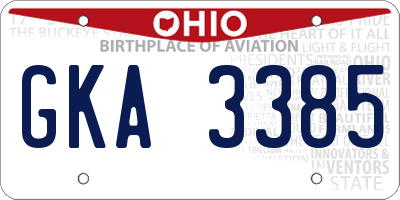OH license plate GKA3385