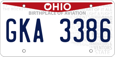 OH license plate GKA3386