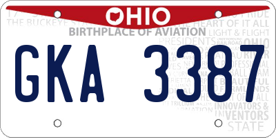OH license plate GKA3387