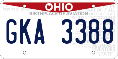OH license plate GKA3388