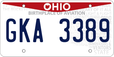 OH license plate GKA3389