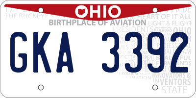 OH license plate GKA3392
