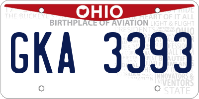 OH license plate GKA3393