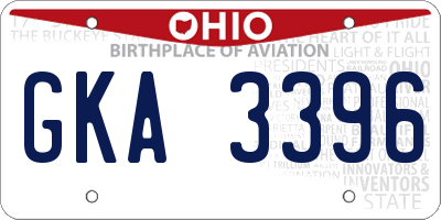 OH license plate GKA3396