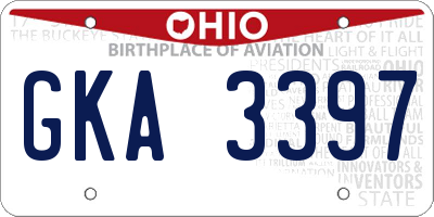 OH license plate GKA3397