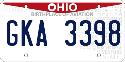 OH license plate GKA3398