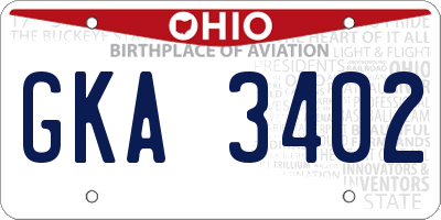 OH license plate GKA3402