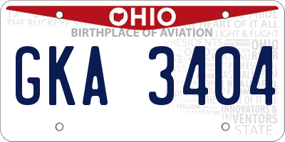 OH license plate GKA3404