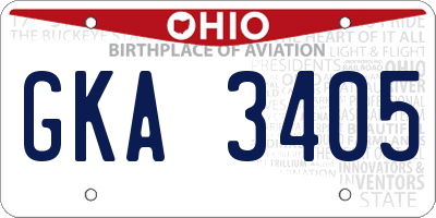OH license plate GKA3405