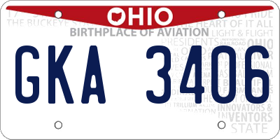 OH license plate GKA3406