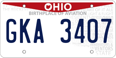 OH license plate GKA3407