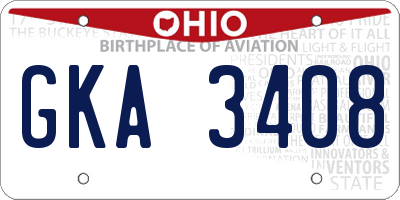OH license plate GKA3408