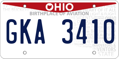 OH license plate GKA3410