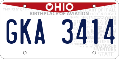 OH license plate GKA3414