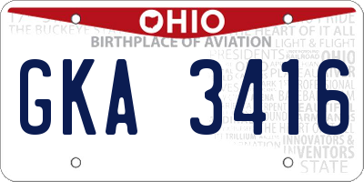 OH license plate GKA3416