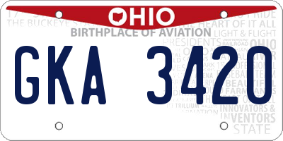OH license plate GKA3420