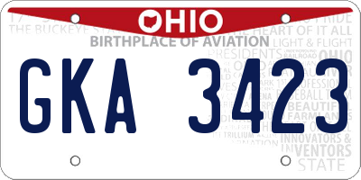 OH license plate GKA3423