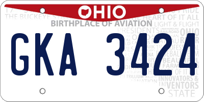 OH license plate GKA3424