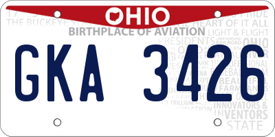OH license plate GKA3426