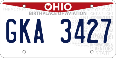 OH license plate GKA3427