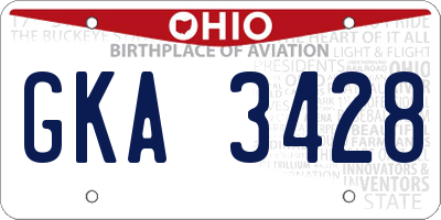 OH license plate GKA3428