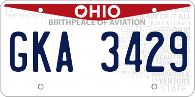 OH license plate GKA3429