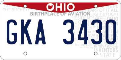OH license plate GKA3430