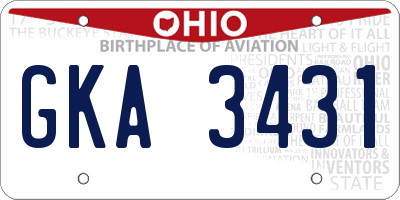 OH license plate GKA3431