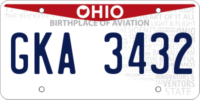 OH license plate GKA3432