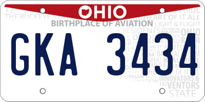 OH license plate GKA3434