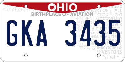 OH license plate GKA3435