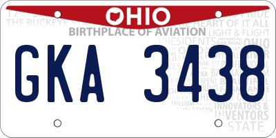 OH license plate GKA3438