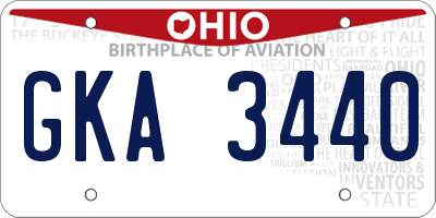 OH license plate GKA3440