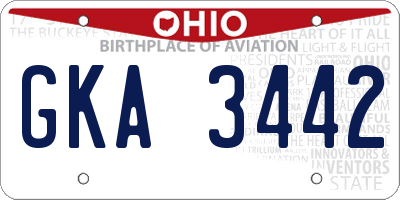 OH license plate GKA3442