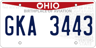 OH license plate GKA3443