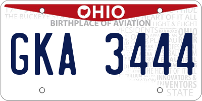 OH license plate GKA3444