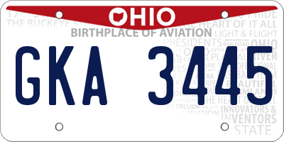 OH license plate GKA3445