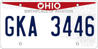 OH license plate GKA3446