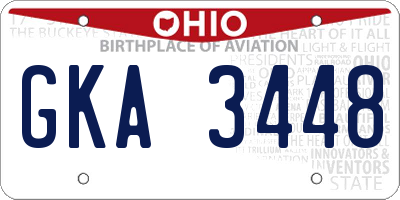 OH license plate GKA3448