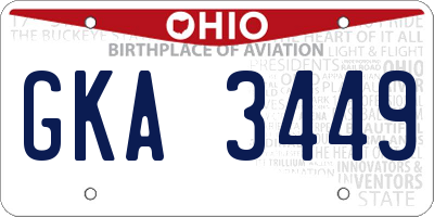 OH license plate GKA3449