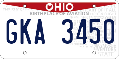 OH license plate GKA3450