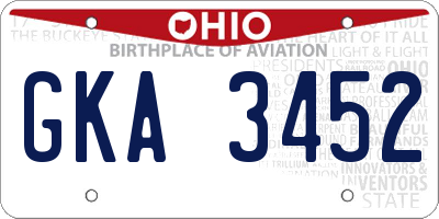 OH license plate GKA3452