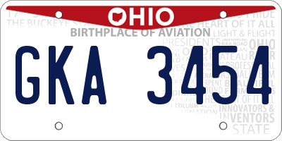 OH license plate GKA3454