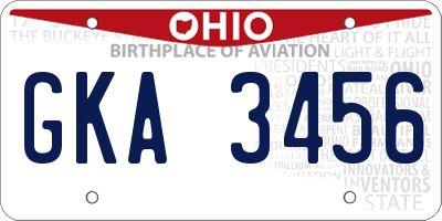 OH license plate GKA3456